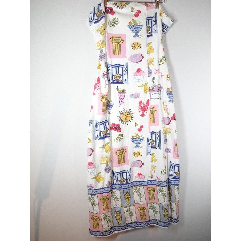 Japna Maxi Dress Womens M White Mediterranean Novelty‎ Print Ciao Summer Tie